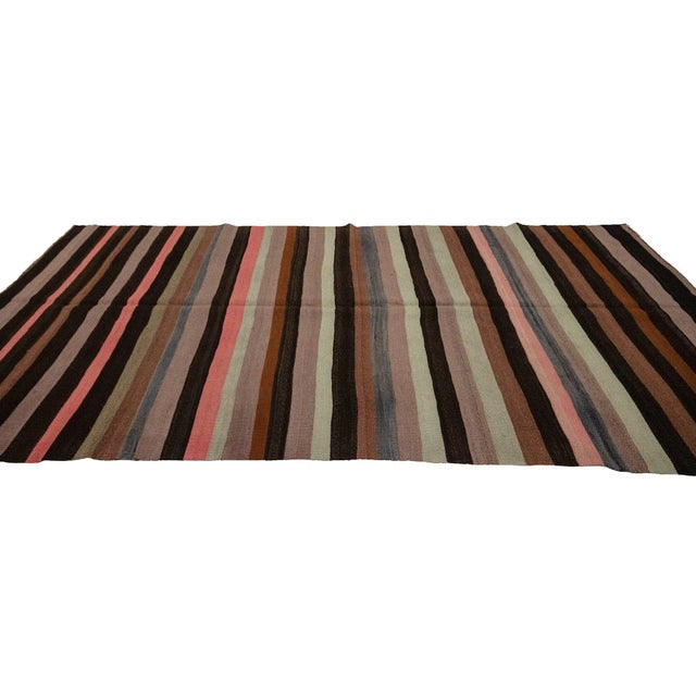 Striped Vintage Wool Kilim Rug- 4′9″ × 10′8″ For Sale - Image 4 of 7