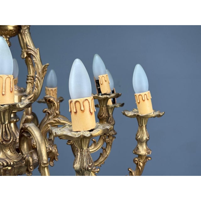 Baroque, Scroll Form Chandelier, Dore Bronze, France, 19th/20th Century For Sale In New York - Image 6 of 17