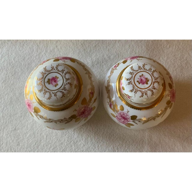 Copeland Spode Ginger Jars Pair Pink Roses Gilt English Antique Porcelain For Sale - Image 10 of 12