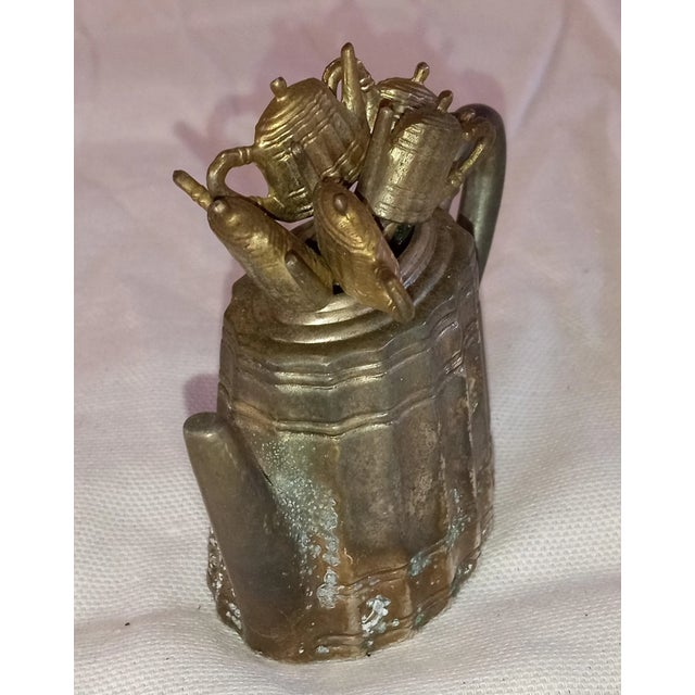 Art Deco 1940s Vintage Cocktail Pick Holder Set- 6 Pieces For Sale - Image 3 of 6