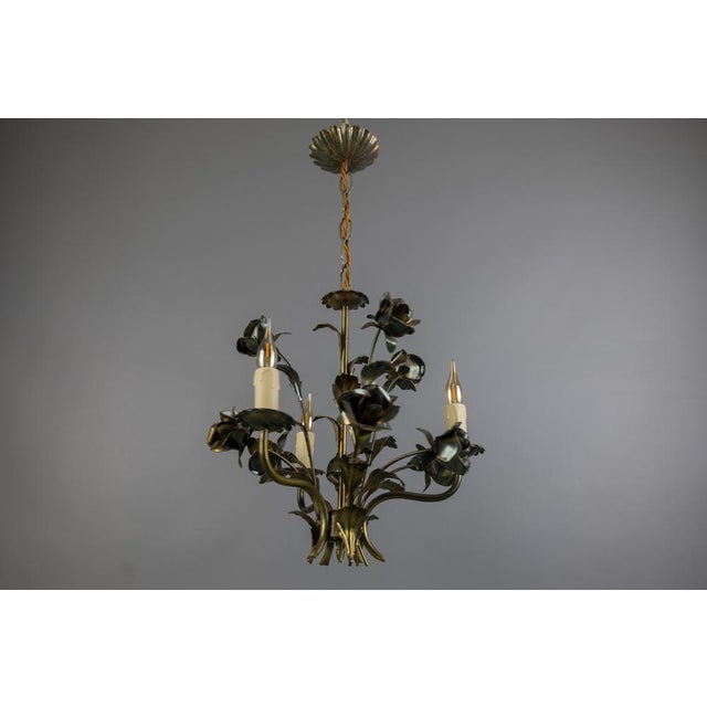 Hollywood Regency Style Floral Three-Light Chandelier, France, 1970s For Sale - Image 15 of 18