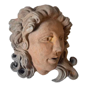 Antique Art Nouveau Sculpted Ceramic Cement Bust Planter Wall Sconce