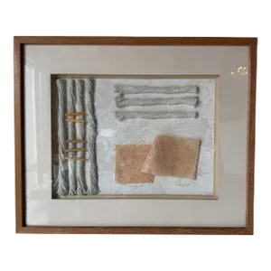 1980's Vintage " Riddle II " Mixed Media Art Work by C. Dunlap for Harris Strong