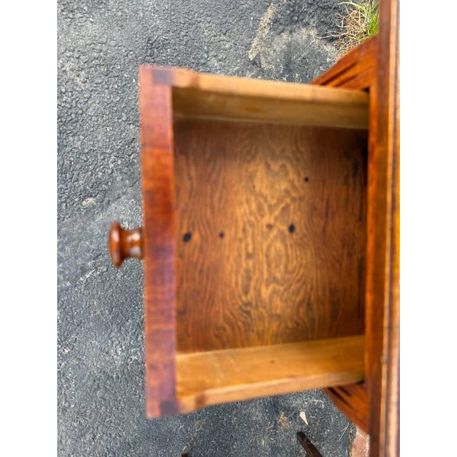 Brown Antique Farmhouse Style Solid Wood Narrow Bedside Cabinet For Sale - Image 8 of 14