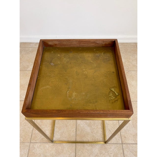 Brass Sabin Anacapa Walnut and Brass Tray Side Table For Sale - Image 8 of 11