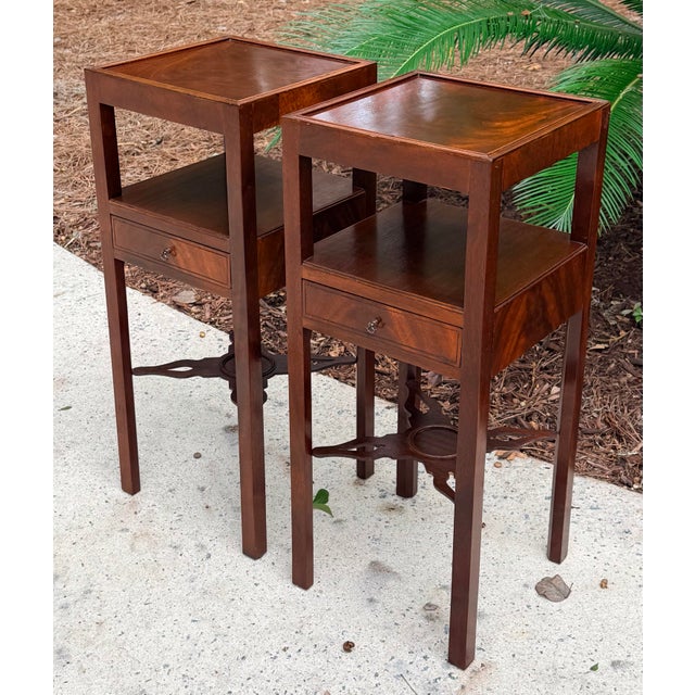 English Pair George III Flame Mahogany Side Tables For Sale - Image 3 of 11