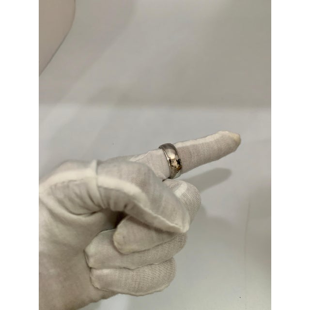 14 Karat White Gold Half Round Edge Wedding Band, Estate For Sale - Image 9 of 18