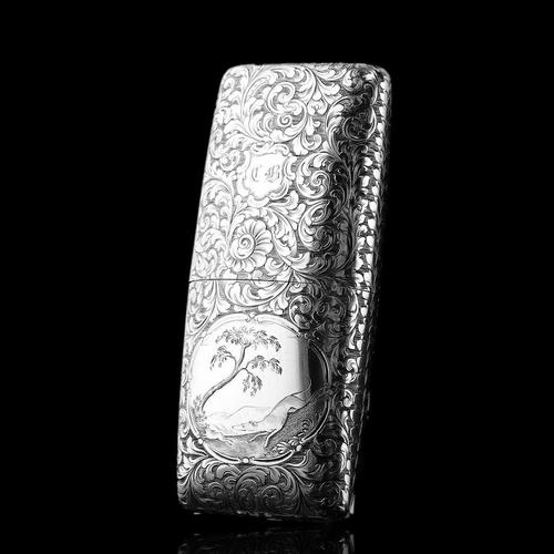Antique Victorian Engraved Silver Cigar Case by Nathaniel Mills, 1840s For Sale - Image 15 of 18