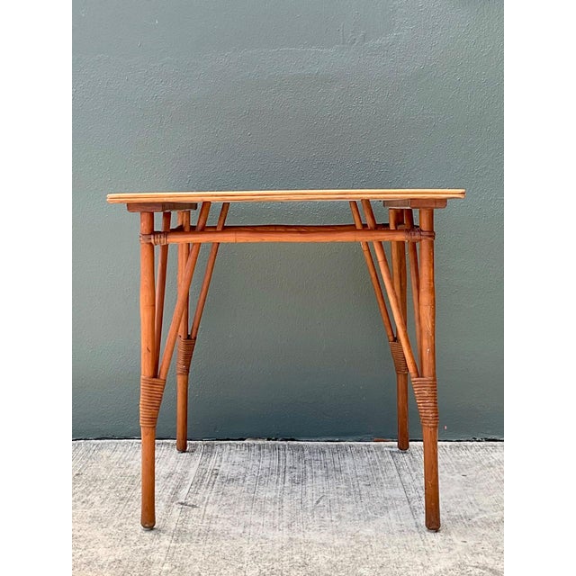 Vintage Wood and Rattan Game Table For Sale - Image 11 of 18