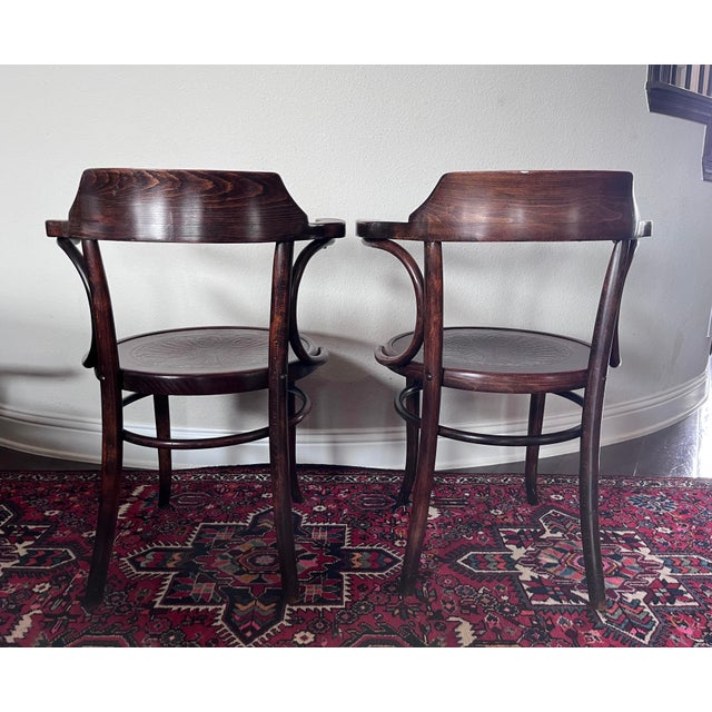 Set of 4 - Antique Mundus and Jacob & Josef Kohn Bentwood Armchairs For Sale In Dallas - Image 6 of 12