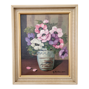 Vintage Original Flower Oil Painting, Signed Floral Still Life