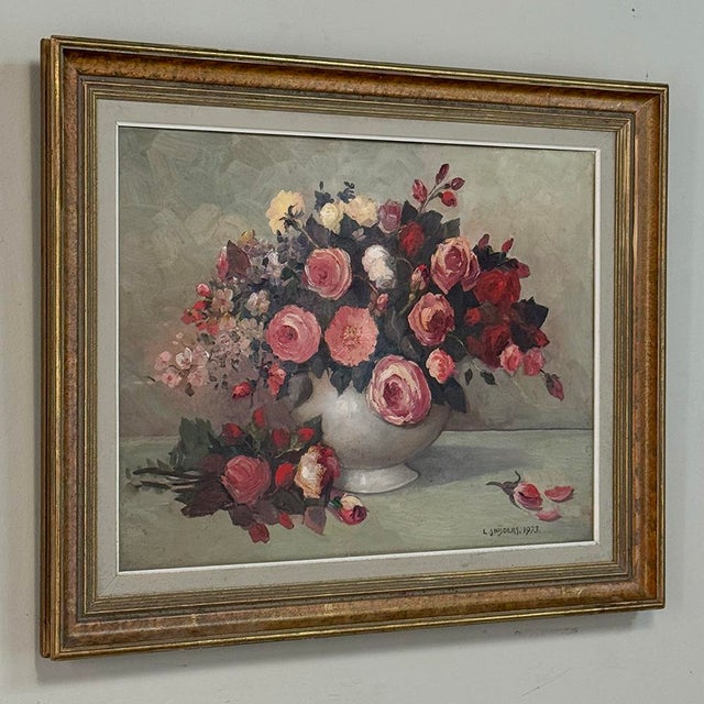 Dutch Still Life of Garden Roses in an Ironstone Tureen by L. Snijders, Dated 1973 For Sale In Dallas - Image 6 of 17