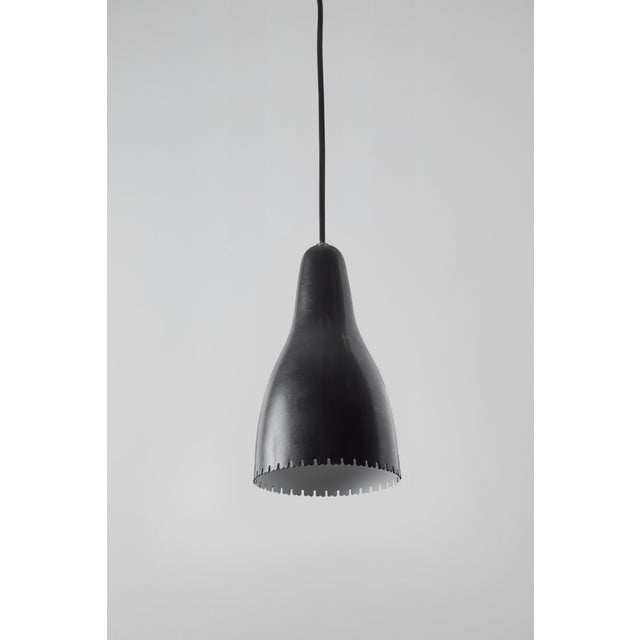 1950s 1950s Bent Karlby Black Painted Metal & Brass Pendant Lamp for Lyfa For Sale - Image 5 of 6