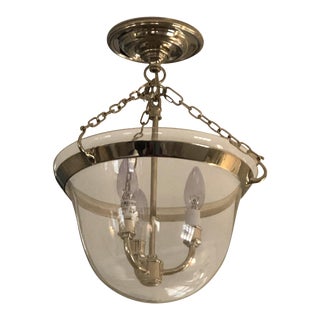 Country Semi-Flush Bell Jar Lantern in Polished Nickel by Visual Comfort For Sale