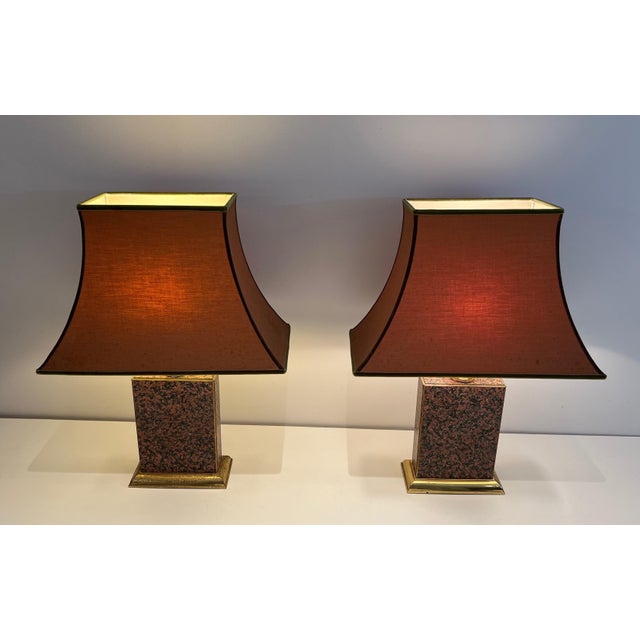 Mid-Century Modern 1970s Mid Century Modern Chinese Wood and Gilt Metal with Pagoda Shade Table Lamps - a Pair For Sale - Image 3 of 12