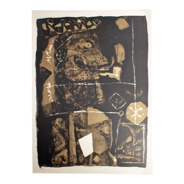 1958 “Roi a La Pipe” Abstract Lithograph Antoni Clavé For Sale