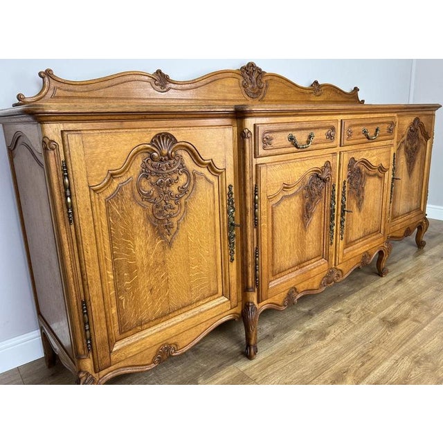 Vintage French Louis Style Oak Sideboard For Sale - Image 3 of 16