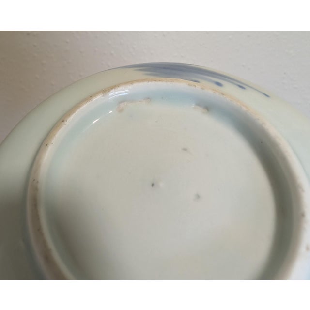 Antique Japanese Arita Blue-and-White Porcelain Landescape Gilt Plate For Sale In Dallas - Image 6 of 6