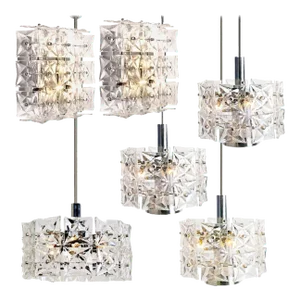 Light Fixtures in Nickel and Crystal Glass from Kinkeldey, 1970s, Set of 5