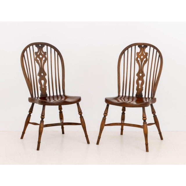 Early 20th Century Set of Seven Windsor Style Oak Side Chairs For Sale - Image 5 of 10