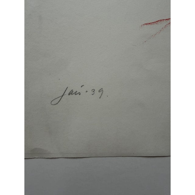 Lithograph entitled “Engel” by Jais Nielsen, dated 1939. Signed in pencil. Unframed. The paper has creasing, edge wear and...