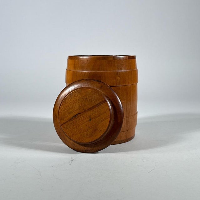 Folk Art Vintage Decatur Industries Barrel Form Walnut Cigar Humidor For Sale - Image 3 of 7