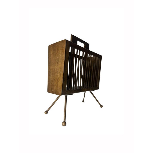 Mid-Century Magazine Rack in White Oak and Mahogany Stain, 1950s For Sale - Image 9 of 13
