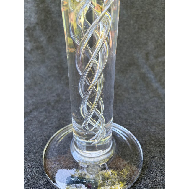 2000 - 2009 Vintage Simon Pierce Hand Blown Pillar Air Twist Candle Holder Pedestal For Sale - Image 5 of 14