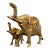 Vintage Solid Brass Elephant & Baby Figurines Made in India Ornate Trunks Up For Sale