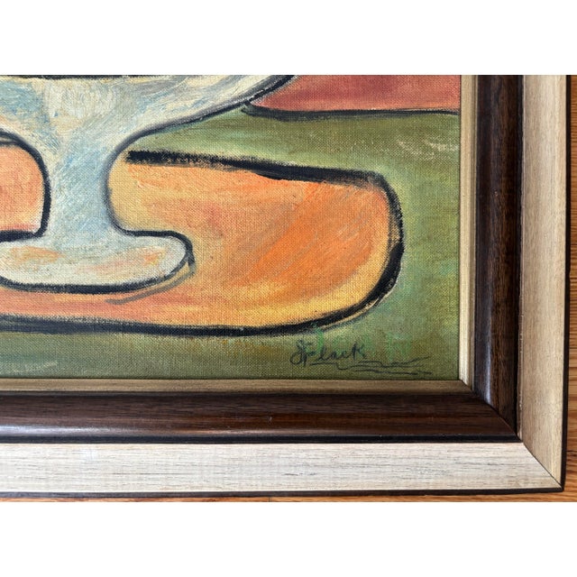 Post Impressionist Mid 20th Century Post Impressionist Mid Century Still Life Oil Painting, Framed For Sale - Image 3 of 8