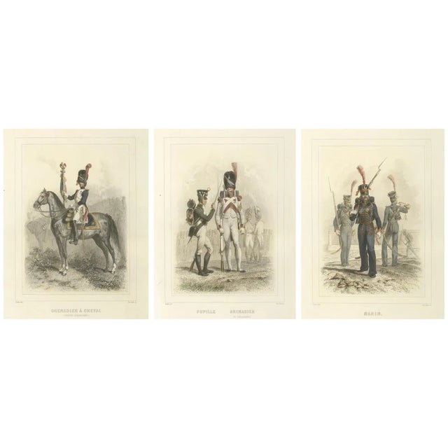 Napoleonic Guard Soldiers Grenadier, 1859, Paper, Set of 3 For Sale
