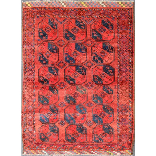 Mid 20th Century Hand-Knotted Turkomen Ersari Rug in Wool With Gul Design For Sale - Image 13 of 13