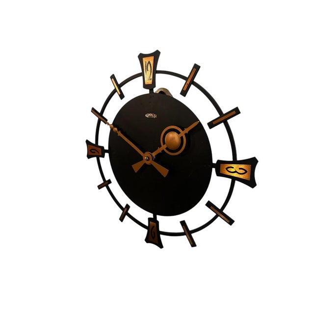 German Konnexa Clock in Black Aluminium and Copper, 1950 For Sale - Image 6 of 7