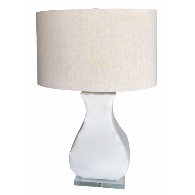 John Dickinson Pair of John Dickinson Style Polished Gesso Table Lamps With Shade For Sale - Image 4 of 6
