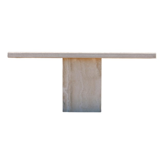 1980s Italian Postmodern Travertine Console Table by Stone International | Made in Italy For Sale