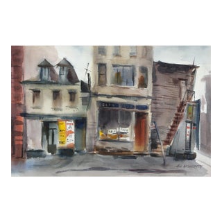 1960s "Chinatown P4.22" Watercolor Painting by Eve Nethercott For Sale