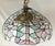Mid 20th Century Pink Green & White Floral Stained-Glass Chandelier For Sale - Image 9 of 10