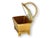 Late 19th century English gilt jewelry box with ornate textured decoration, ball feet, and a delicate chain-form handle....