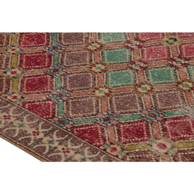 Traditional Vintage Distressed Rug, Multicolor Geometric Medallion Pattern - Rug & Kilim For Sale - Image 3 of 8