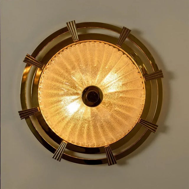 Gold Gold Sun Round Flush Mount from Limburg, 1970s For Sale - Image 8 of 12