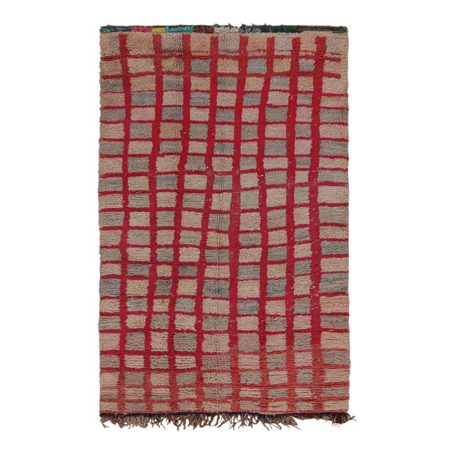 Vintage Moroccan Rug in Pink and Red Geometric Patterns, From Rug & Kilim For Sale