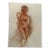 1980s Expressionist Figurative Watercolor and Pastel Nude Study Painting For Sale