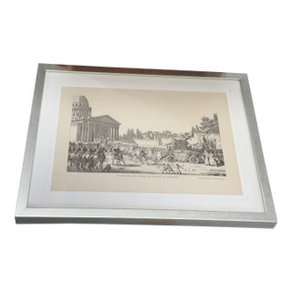 Pair of 19th Century French Etchings, c.1860 – Fêtes Nationales Scenes, Custom Framed For Sale