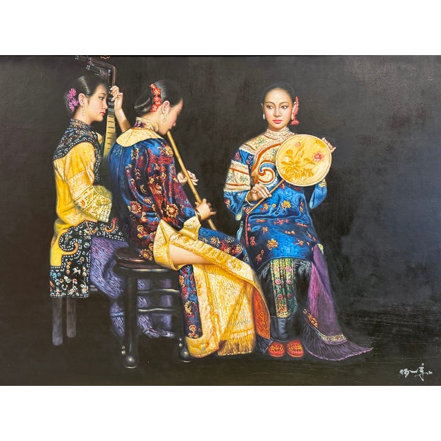 This beautiful artwork is a reproduction of "Lingering Melodies from the Xunyang River" (also known as Three Shanghai...