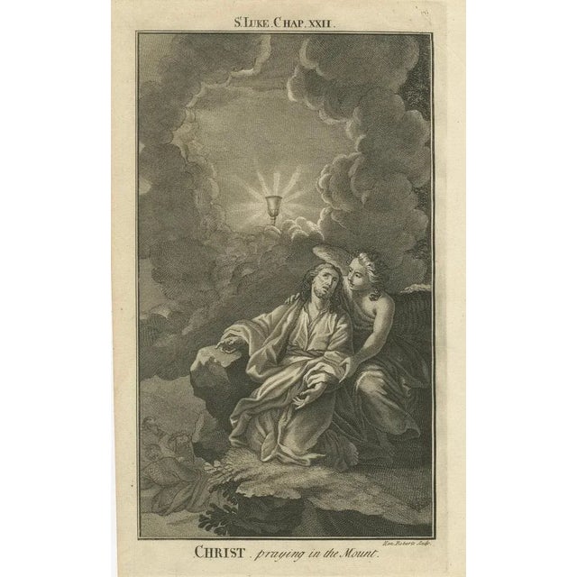 Black Em. Roberts, Christ Praying in Gethsemane Engraving Luke XXII Garden of Olives, 1735, Print For Sale - Image 8 of 10