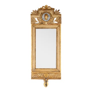 18th Century Gustavian Gilt Cameo Mirror with Added Later Sconce For Sale