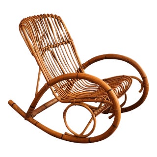 Mid-20th Century Franco Albini Style Bent Bamboo Rocking Chair For Sale