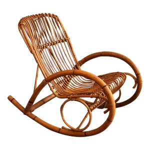 Mid-20th Century Franco Albini Style Bent Bamboo Rocking Chair