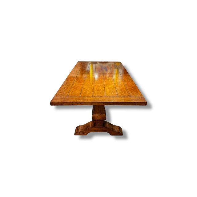 1990s Large Wood Dining Table With Two Leaves For Sale - Image 4 of 4