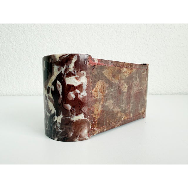 1940s Art Deco Rosso Marble Vanity Box With Rounded Sides For Sale - Image 10 of 13
